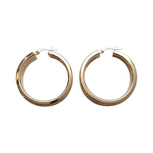 14K Yellow Gold Greek Key Hoop Earrings #21946